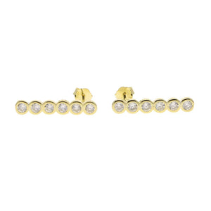 925 Silver CZ Bezel Bar Stud Earrings for Women