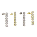 925 Silver CZ Bezel Bar Stud Earrings for Women