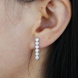 925 Silver CZ Bezel Bar Stud Earrings for Women