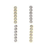 925 Silver CZ Bezel Bar Stud Earrings for Women