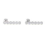 925 Silver CZ Bezel Bar Stud Earrings for Women