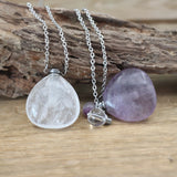 Fluorite Essential Oil Vial Pendant Necklace Crystal Healing Charm