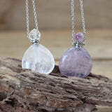 Fluorite Essential Oil Vial Pendant Necklace Crystal Healing Charm