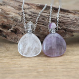 Fluorite Essential Oil Vial Pendant Necklace Crystal Healing Charm