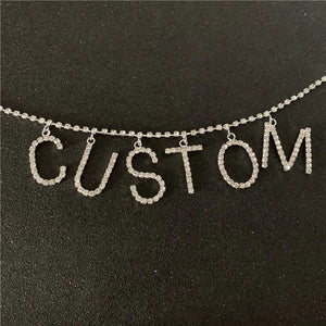 DIY Rhinestone Letter Necklace Belt For Women Girls Chain Crystal Pendant