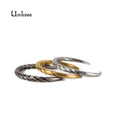 Men's Twist Stainless Steel Bracelet Horn Cuff Bangle