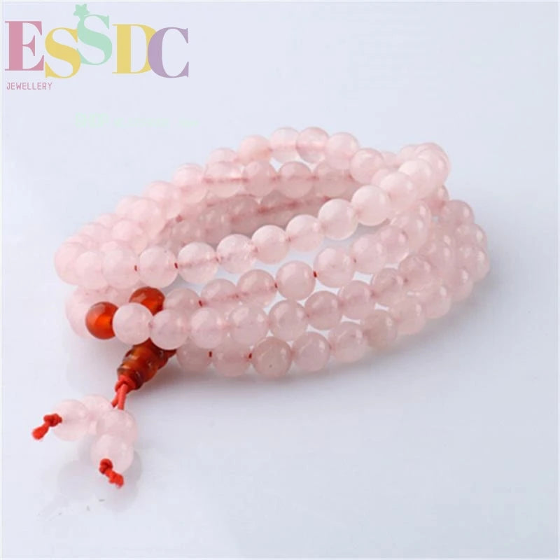 Pink Chalcedony 6mm 108 Beads Bracelet for Healing