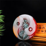 Natural Gobi Chicken Blood Stone Hand Carved Eight Diagrams Pendant