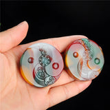 Natural Gobi Chicken Blood Stone Hand Carved Eight Diagrams Pendant