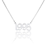 Old English Year Necklace Personalized Gold/Silver Pendant Choker