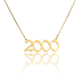 Old English Year Necklace Personalized Gold/Silver Pendant Choker