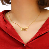 Old English Year Necklace Personalized Gold/Silver Pendant Choker