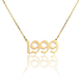 Old English Year Necklace Personalized Gold/Silver Pendant Choker