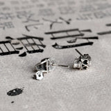 Punk 925 Sterling Silver Heart Eyes Skull Stud Earrings Halloween Piercing