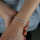 Sparkling 2mm CZ Hip Hop Tennis Bracelet & Bangle Adjustable Chain Thin Bracelet