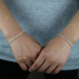 Sparkling 2mm CZ Hip Hop Tennis Bracelet & Bangle Adjustable Chain Thin Bracelet