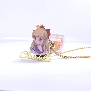 Personalized Cartoon Character Name Necklace for Kids