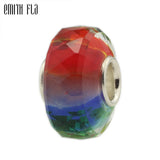 Rainbow Bead Charms 925 Sterling Silver European Bracelet Women Silver Jewelry