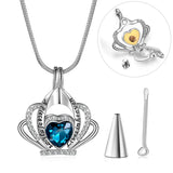 Cremation Jewelry for Ashes Crown Heart Memorial Urn Necklace with Crystals