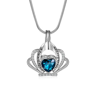 Cremation Jewelry for Ashes Crown Heart Memorial Urn Necklace with Crystals