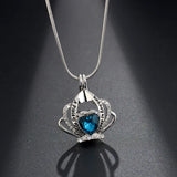 Cremation Jewelry for Ashes Crown Heart Memorial Urn Necklace with Crystals