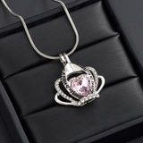 Cremation Jewelry for Ashes Crown Heart Memorial Urn Necklace with Crystals