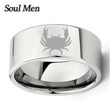 11mm Tungsten Carbide Cancer Zodiac Horoscope Flat Ring Size 7-13