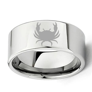 11mm Tungsten Carbide Cancer Zodiac Horoscope Flat Ring Size 7-13
