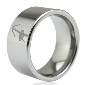 11mm Tungsten Carbide Mens Thumb Ring with Sagittarius Zodiac