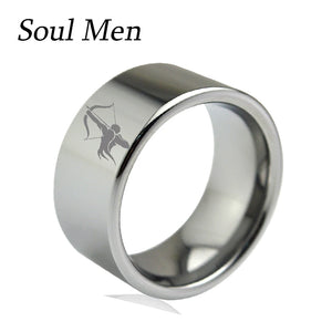 11mm Tungsten Carbide Mens Thumb Ring with Sagittarius Zodiac