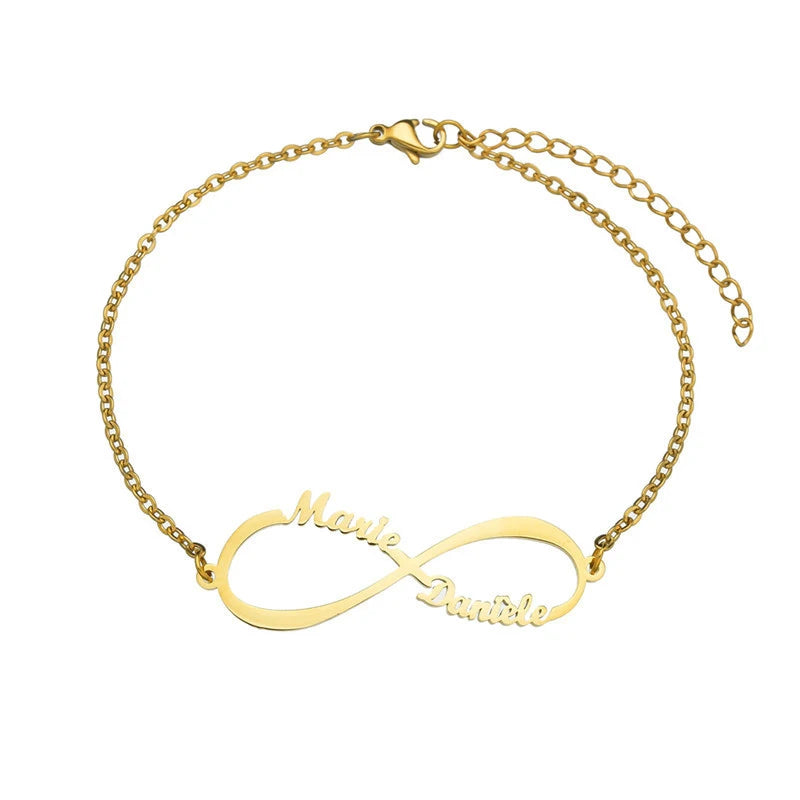 Personalized Family Name Stainless Steel Infinity Bracelet