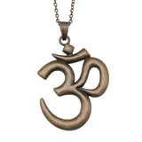 Om Yoga Symbol Pendant Necklace Long Chain Jewelry