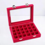 24 Slots Jewelry Storage Box Transparent Lid Organizer