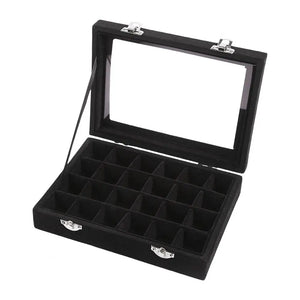 24 Slots Jewelry Storage Box Transparent Lid Organizer