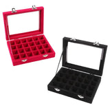 24 Slots Jewelry Storage Box Transparent Lid Organizer