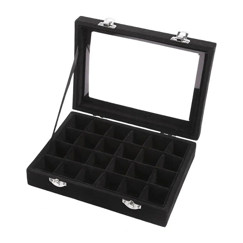 24 Slots Jewelry Storage Box Transparent Lid Organizer