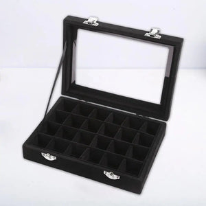 24 Slots Jewelry Storage Box Transparent Lid Organizer