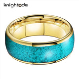 8mm Tungsten Carbide Green-Turquoise Inlay Ring for Men Women