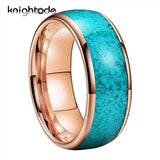 8mm Tungsten Carbide Green-Turquoise Inlay Ring for Men Women