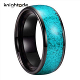 8mm Tungsten Carbide Green-Turquoise Inlay Ring for Men Women