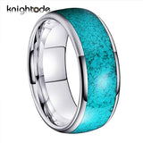 8mm Tungsten Carbide Green-Turquoise Inlay Ring for Men Women