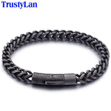 6MM Link Chain Bracelet Men Stainless Steel Friendship Men's Bracelets