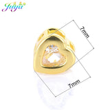 7mm CZ Heart Charm Metal Beads for Bracelets DIY Making