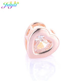 7mm CZ Heart Charm Metal Beads for Bracelets DIY Making
