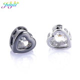7mm CZ Heart Charm Metal Beads for Bracelets DIY Making