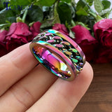 8mm Fantasy Steel Rotating Ring Chain Inlay Comfort Fit