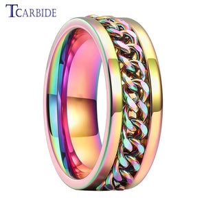 8mm Fantasy Steel Rotating Ring Chain Inlay Comfort Fit