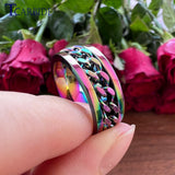8mm Fantasy Steel Rotating Ring Chain Inlay Comfort Fit