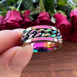 8mm Fantasy Steel Rotating Ring Chain Inlay Comfort Fit