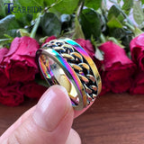 8mm Fantasy Steel Rotating Ring Chain Inlay Comfort Fit